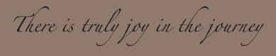 There is truly joy in the journey